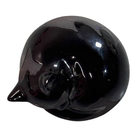 Miniature Mini Black Pottery Sleeping Fox Cat Kitty Acoma Southwest Home Accent - Picture 4 of 6